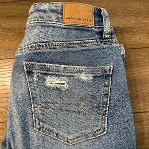 American Eagle Stretch Mom Jeans Size 00 Regular Raw Hem